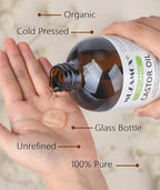 MUZAMOX Castor Oil Pack Wrap & 8fl.oz Glass Bottle Set, Organic Cold-Pressed Unrefined Castor Oil Included