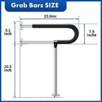 Stainless Steel Handicap Grab Bars Rails 23.6 Inch Toilet Handrails Bathroom Safety Bar Support Rail for Seniors Elderly Disabled Mounted Bath Grips (Stainless Steel, 23.6 Inch)