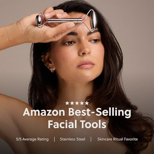 304-Grade Stainless Steel Facial Roller, Face Roller for Eyes, Double Chin, Jawline & Neck, Reduce Puffiness & Improve Wrinkles, Massage Tool for Anti-Aging, Lifting & Lymphatic Drainage