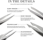 Tweezerman Stainless Steel Slant Tweezer - Eyebrow Tweezers for Women and Men (Signature Red)