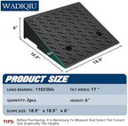 Rubber Curb Ramp,2 Pack,6" Rise Height,11023Ibs, Capacity Driveway Ramps,18.9" L x 18.9" W,Capacity Threshold Ramps,Suitable for Cars, wheelchairs, Scooters, Lawn mowers