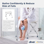 Drive Medical 12486 Folding Shower Chair, Bath Bench with Drainage Holes and In-Seat Handles, Supports Users Up To 300 Pounds, White