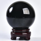 Black Obsidian Crystal Ball with Stand Large Healing Crystals Sphere for Meditation, Divination, Witchcraft 90-100mm/3.5-3.9"
