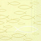 IHR 20 Luxury Paper Luncheon Napkins- Peaceful Fish (Cream)