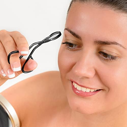 Hicarer 3 Pcs Eyebrow Scissor Tweezers with Handle Flat Straight Tip Facial Hair Eyebrow Tweezer for Women Precision Stainless Steel Brow Remover Slanted Nose Wig Plucker for Women Men(black)