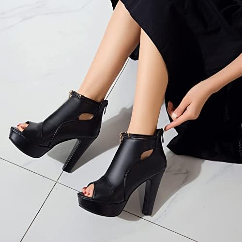 fereshte Women's Peep-Toe Sandals Stiletto High Heels Platform Summer Booties
