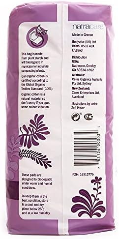 Natracare Natural Traditional Style Maxi Pads, Super, Individually Wrapped, Without Wings in Plant-Based Bag (1 Pack, 12 Pads Total)