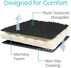 Vive Mobility Knee Scooter Pad Cover - Soft Plush Adult Sheepskin Memory Foam Cushion, Walker Accessory for Knee Roller, Padded Accessories Leg Cart Improves Comfort with Injury, Universal Fit (Black)