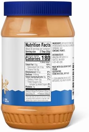 Amazon Grocery, Crunchy Peanut Butter, 40 Oz, Pack of 2 (Previously Amazon Fresh, Packaging May Vary)