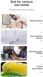 USB Digital Microscope, 50x-1600x Magnification Handheld, 1920P HD 8 LED Lights, Portable Pocket Microscope, Compatible with iOS and Android Devices, +2MP Magnifier Camera, No PC Support