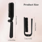 Travel Folding Pocket Brush Boar Bristle Hair Brushes Foldable Anti-Static Compact Beard Brushes for Men and Women, Mustache Brush Portable Pocket Styling Tool for Thin And Thick Hair, 2PCS
