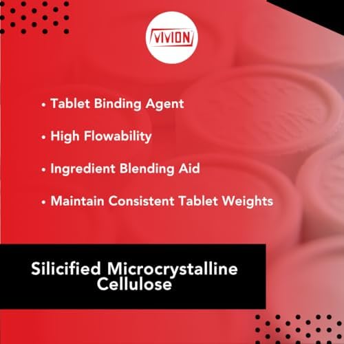 Silicified Microcrystalline Cellulose (SMCC) Powder 1 kg (2.2 lb) - MCC & Silicon Dioxide Blend - Direct Compression Tablet Binder Flow Agent - USP-NF DC Excipient Filler Glidant