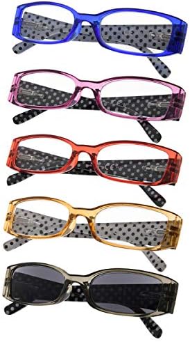 Eyekepper 5 Pairs Polka Dots Pattern Design Reading Glasses for Women Reading Inlcude Reader Sunglasses +2.00 Reading Eyeglasses