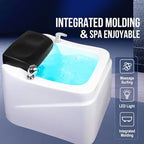 Acrylic Pedicure Spa, Foot Massage Tubs with 7 Color LED Lights, Surfing Pedicure Footbath with Black Foot Pads, Adjustable Temperature Bathtub for Home, Salon, Spa