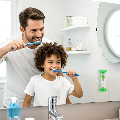 6Pcs Sand Timer Toothbrush Timer with Suction Cup, 3 Minutes Sand Timers Rotatable Hourglass Sandglass Sands Clock for Kids Toothbrush, Games, Classes, Cooking