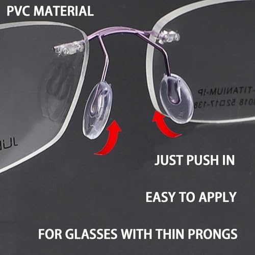 OPUGIT Push-in Eyeglass Nose Pads,10 Pairs Glasses Nose Piece Soft Nose Guards Clear Anti-Slip Nose Bridge Pads Replacement for Rimless/Frameless Eyewear Frame