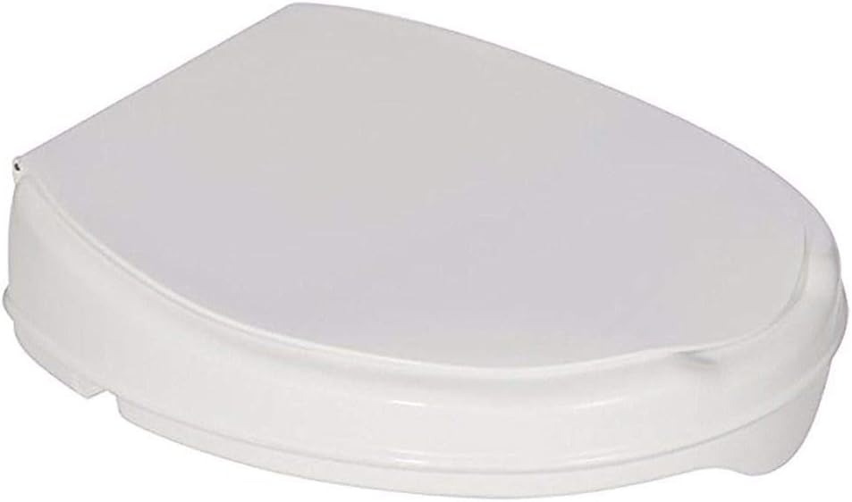 Homecraft Savanah Raised Toilet Seat with Lid, 2" Elevated Seat for Seniors, Universal Fit for Most Standard Toilets, Portable & Tool-Free, Seat Riser, Ergonomic Design, White