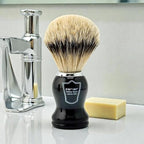 Parker Silvertip Badger Shaving Brush with Resin Handle & Resin Stand | 22mm Soft Knot for Rich Lather | Handcrafted Brush for Shave Cream or Soap | Premium Wet Shaving Accessory | Iconic Brand