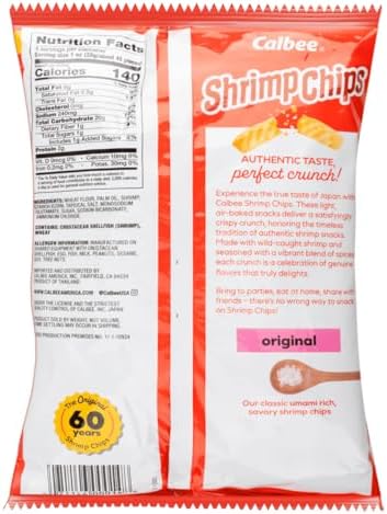 Calbee Shrimp Chips (Original, 4.0 oz) | Japanese Chips Made With Real Wild-Caught Shrimp & Baked To Crunchy Perfection | Indulge In Irresistible Shrimp Flavoured Chips (12 Pack)