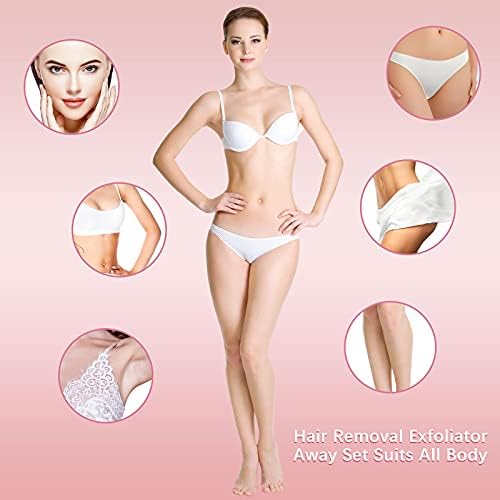 102 Piece Smooth Away Exfoliation Kit for Women and Girls - Smooth Legs and Facial Hair Removal Pads in 2 Sizes, 100 Pieces Fine Black Sandpaper for Lips and Skin