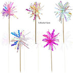 10 Pcs Happy Birthday Cake Toppers Foil Firework Cupcake Toppers Sparkle Tinsel Drink Stirrers Flowers Cake Decoration Cocktail Food Fruit Toothpick for Cake Decoration Party Supplies