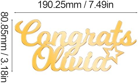 EDSG Personalized Graduation Cake Topper Class of 2026, Mirror Acrylic Congrats Cake Topper with Any Name, Graduation Decorations 2026 for High School University College Senior (Gold)