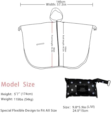 Fashion Hooded Rain Poncho Waterproof Raincoat Jacket with pocket for Women/Men/Adult