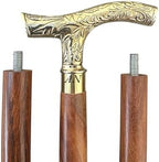 Walking Stick - Men Derby Canes and Wooden Walking Stick for Men and Women - 37 Brown Ebony Brass T Shape Handle in Golden Tone Natural Wood Unisex Cane, Yellow