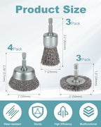 10 Pcs Wire Brush for Drill, Coarse Carbon Steel Crimping Wire Wheel Brush, 1/4 Inch Hex Shank, Cup Brush Drill Bit for Cleaning Rust, Stripping and Abrasive