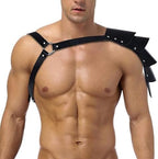 Men Body Chest Harness Belt Gothic Punk Leather Shoulder Armor Adjustable Bondage Strap Belt for Men Gay Fetish Sexy Party Bar Clubwear Halloween Masquerade Cosplay Costume