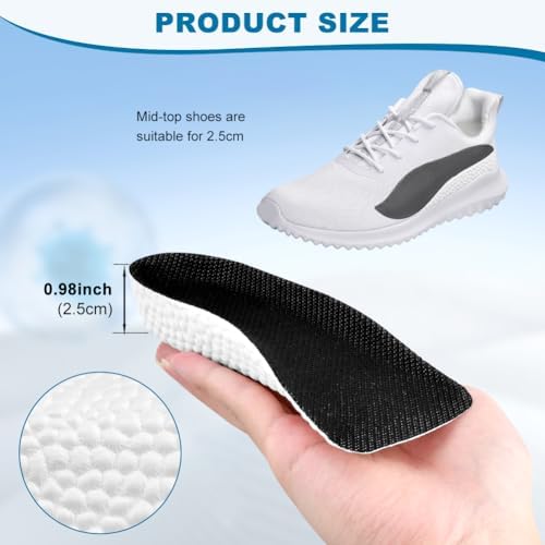 2 Pairs Shoe Lift Height Increase Insoles for Men and Women, Shoe Insert Height Boosters Arch Support Orthotic High Cushions (2.5cm)