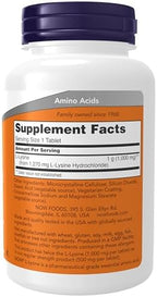NOW Foods Supplements, (L-Lysine Hydrochloride) 1,000 mg, Double Strength, Amino Acid, 100 Tablets