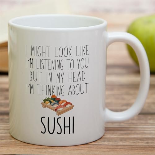 Retreez Funny Sushi Lover Mug - Cute Sushi Mug - 11 Oz Ceramic Coffee or Tea Cup - Humorous Gift for Sushi Enthusiasts and Japanese Cuisine Fans - Birthday, Housewarming, Holiday Gift For Her, Women