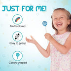 Kids Tongue Scraper or Cleaner Set – Pack of 4 BPA-Free Plastic Dental Scrapers Helps Freshen Bad Breath, Remove Gunk – Multicolored with Easy-to-Grasp Handles and Brush Covers by 55Dental, Ages 2+