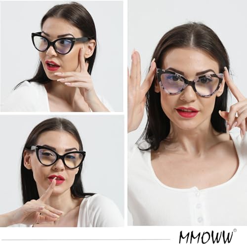 MMOWW Cat Eye Reading Glasses Fashion Cute Reader for Women