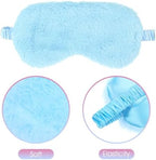 2 Pcs Plush Eye Mask Soft Sleeping Blindfold Eye Cover Comfortable Furry Faux Fur Sleeping Mask Satin Nap Night Eyeshade Cover for Women Men Gift (Blue, Pink)