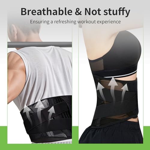 Lower Back Brace Adjustable & Breathable Lower Back Brace for Women and Men, Lumbar Back Support Belt Ideal for Work, Workout, Exercise, Running, Lifting, Walking, Fitness & Daily Comfort (L(34"-38"))