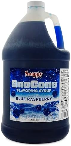 Snappy Blue Raspberry Sno Cone Syrup, 1 Gallon - Ready-to-Use Shaved Ice & Snow Cone Flavoring, Professional Grade Syrup for Sno Cone Machines, 14 Flavor Options