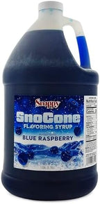Snappy Blue Raspberry Sno Cone Syrup, 1 Gallon - Ready-to-Use Shaved Ice & Snow Cone Flavoring, Professional Grade Syrup for Sno Cone Machines, 14 Flavor Options