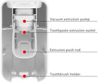 2 Slot Plastic Toothbrush Holder and Toothpaste Dispenser Wall Mounted, Automatic Toothpaste Squeezer, 2 in 1 Tooth Brush Toothpaste Organizer for Shower (Grey)