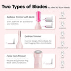 VG VOGCREST Women's Eyebrow Trimmer & Facial Hair Remover, 2 in 1, Double Rotating Blades, Safe, Painless, Hypoallergenic, Rechargeable, USB Charging
