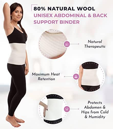 ITA-MED Unisex Wool Warming Support Abdominal Binder, Natural Therapeutic Warmth w/ 80% Wool, Medium