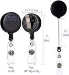 QREEL - 2 Pack - Retractable ID Name Badge Holder Reels with Swivel Alligator Clip (Black)