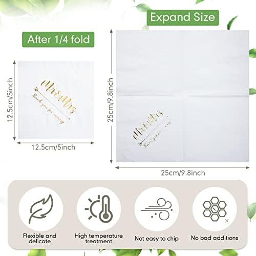 Teling 400 Pcs Wedding Napkins Gold Foil 3 Ply Mr Mrs Wedding Cocktail Napkins for Reception Engagement Bridal Shower Party Supplies Beverage Dessert Table Decorations(White)