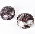 JIC Gem 2 Pcs Polished Rubellite Tourmaline Palm Stones Pocket Worry Stones Crystal Healing Irregular Gemstone Chakra Reiki 2 Inch