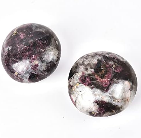 JIC Gem 2 Pcs Polished Rubellite Tourmaline Palm Stones Pocket Worry Stones Crystal Healing Irregular Gemstone Chakra Reiki 2 Inch