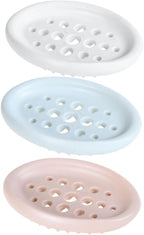 Cabilock Silica Gel Soap Holder Hollow Soap Dish Drying Tools Placing Rack with Drainage 3pcs for Home Shower Sink Use Random Color Random Color