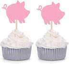24 CT Pink Pig Cupcake Toppers Birthday Baby Shower Party Picks