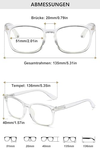 Lanomi Reading Glasses Rectangle Blue Light Blocking Eyeglasses Spring Hinge Stylish Lightweight Plastic Reader for Women Men