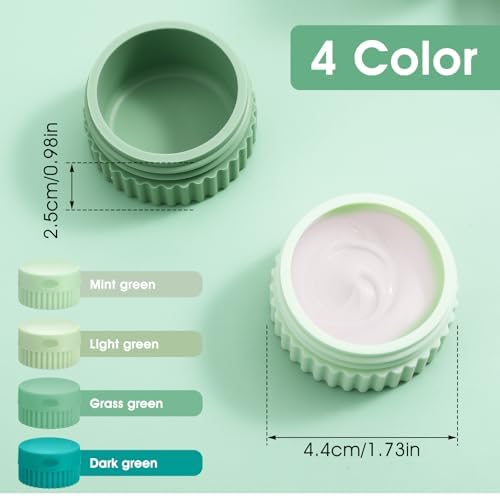 4 Pcs Small Silicone Travel Containers,Silicone Travel Jars,Silicones Cream Jar with Lids,Travels Containers for Toiletries,Leakproof Refillable Bottles for Body Hand Cream, Lotion